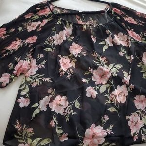 Emerald sheer floral top